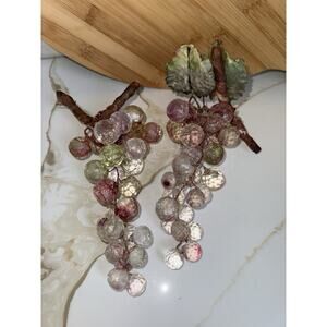 Vintage Faceted Lucite Multicolored Cluster Grapes 8” Glows Set Of Two